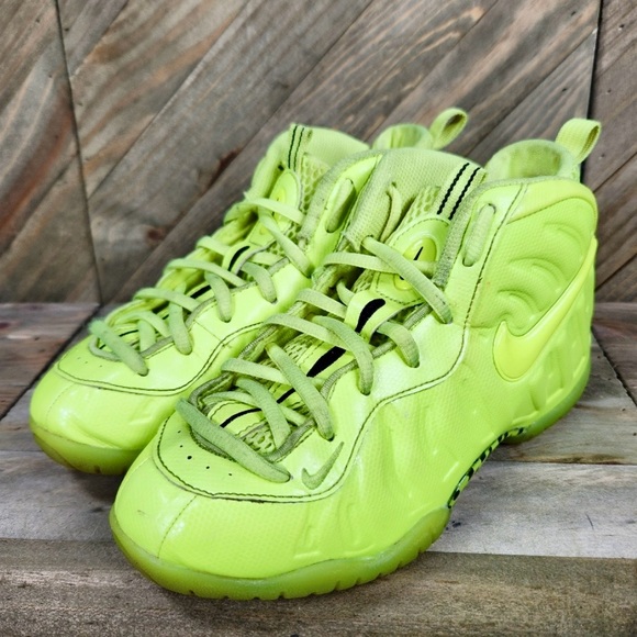 Nike Little Posite Pro Volt Green Kids Athletic Shoes Size 2Y - Picture 4 of 9